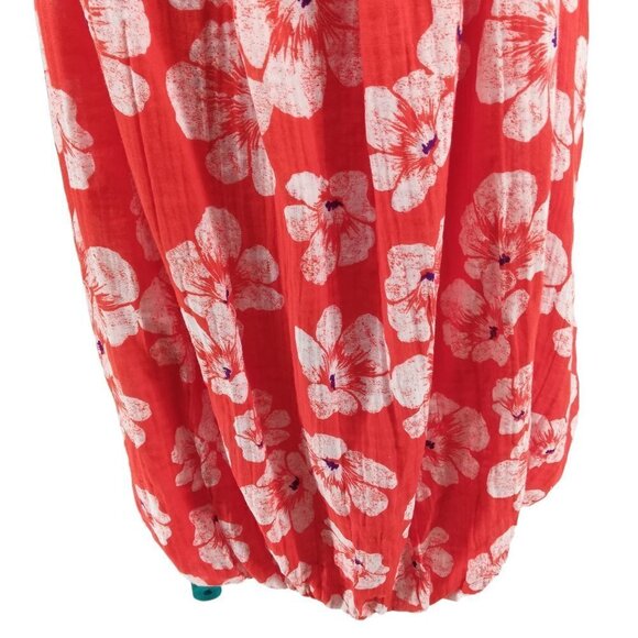 By Anthropologie Gauze Bubble Hem Mini Dress Size S Orange Floral Pockets - Picture 7 of 14